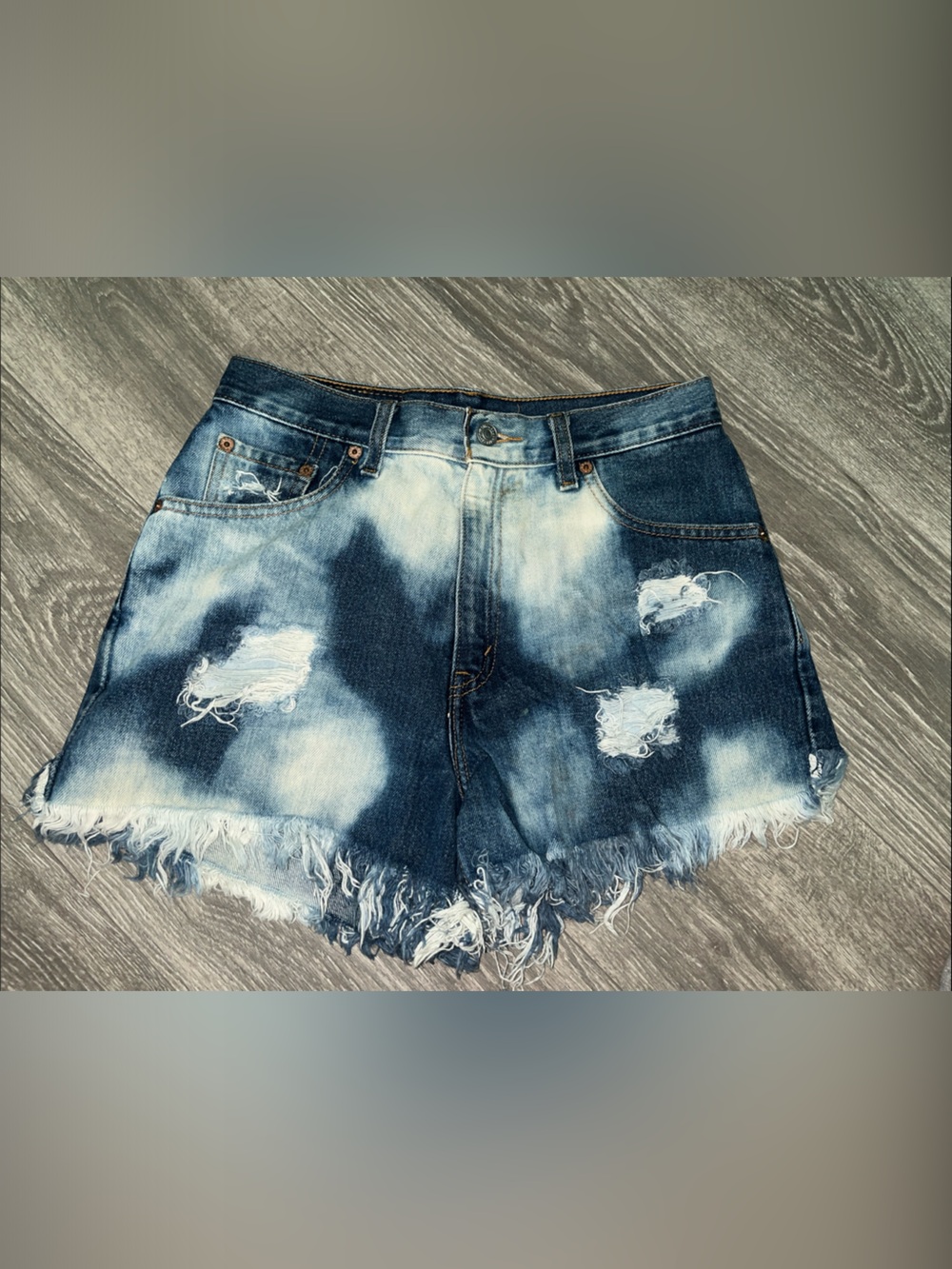 Levi’s Tie-Dye Distressed High-Rise Denim Shorts - Blue